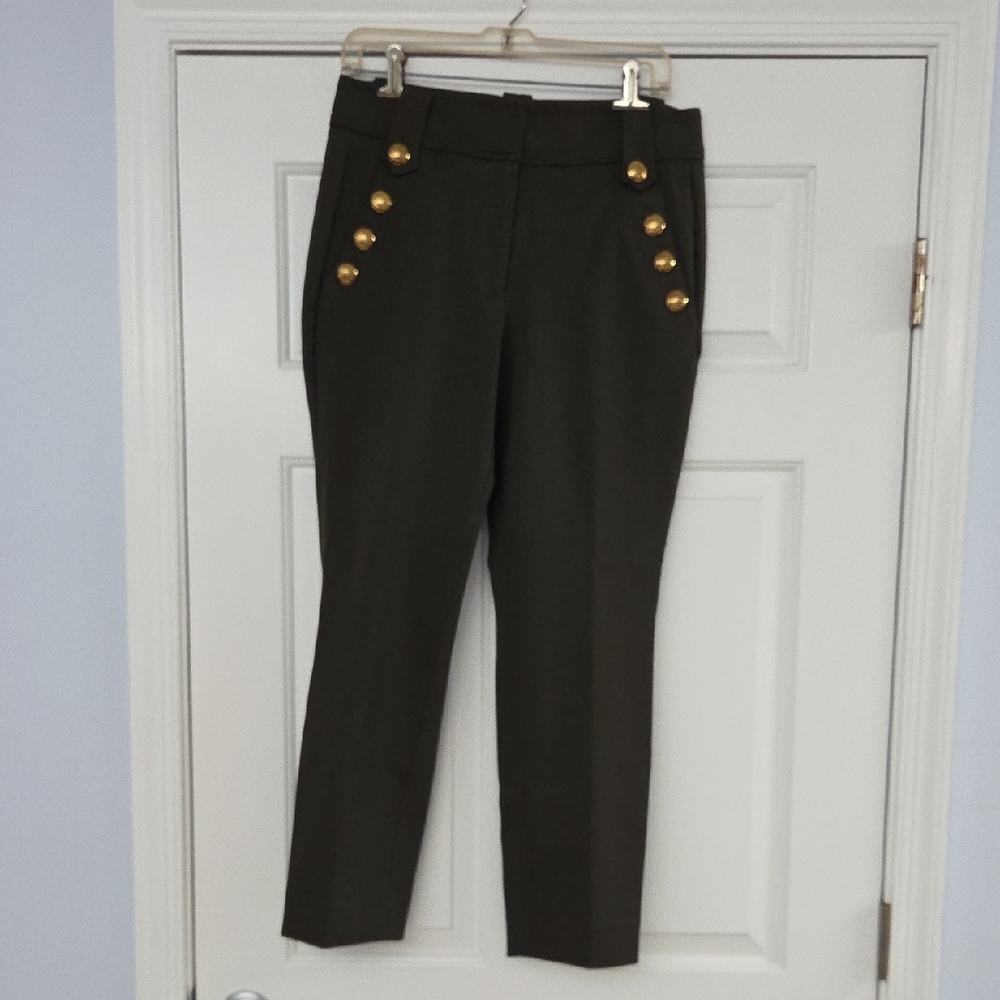 WHBM Women's Green Pants with Gold Buttons